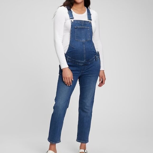 Like New GAP Women's Medium Wash Maternity Stretch Denim Overalls — L - Picture 1 of 4